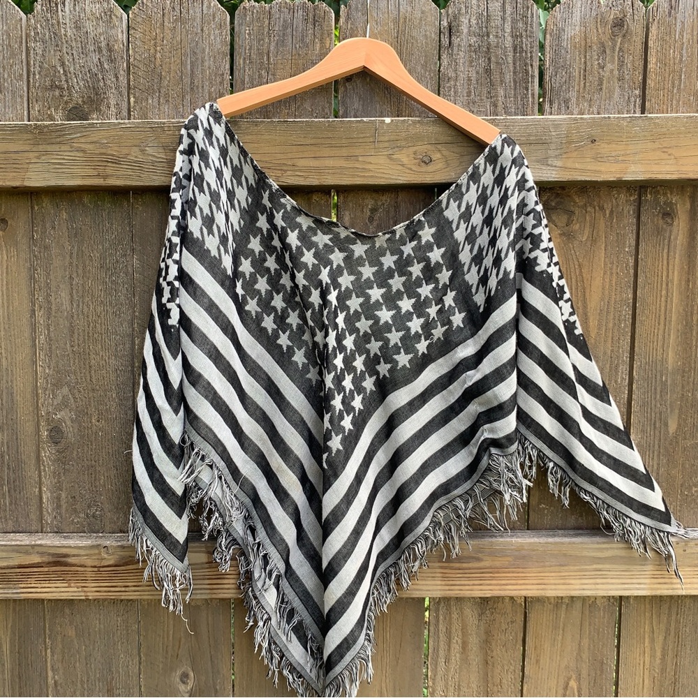 Vintage Stars and Stripes 4th of July lightweight poncho scarf